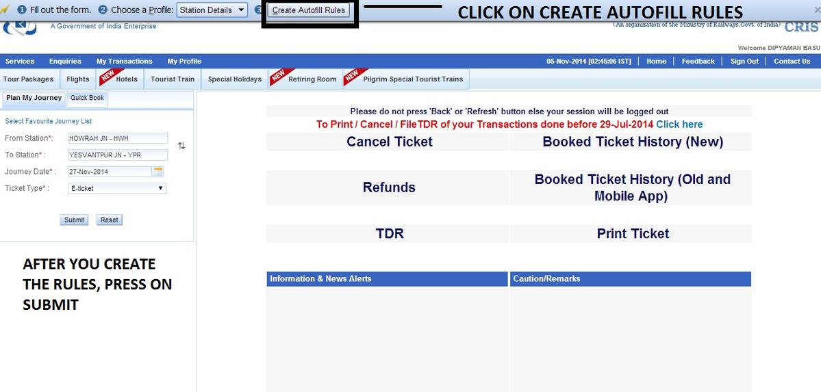 Irctc New Booking Format Software Autofill Railways Faq Railway Enquiry