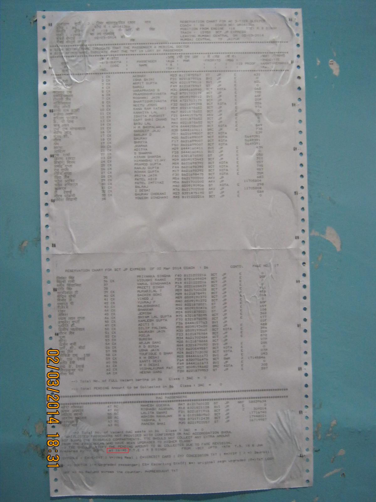Indian Railway Reservation Chart Preparation Time