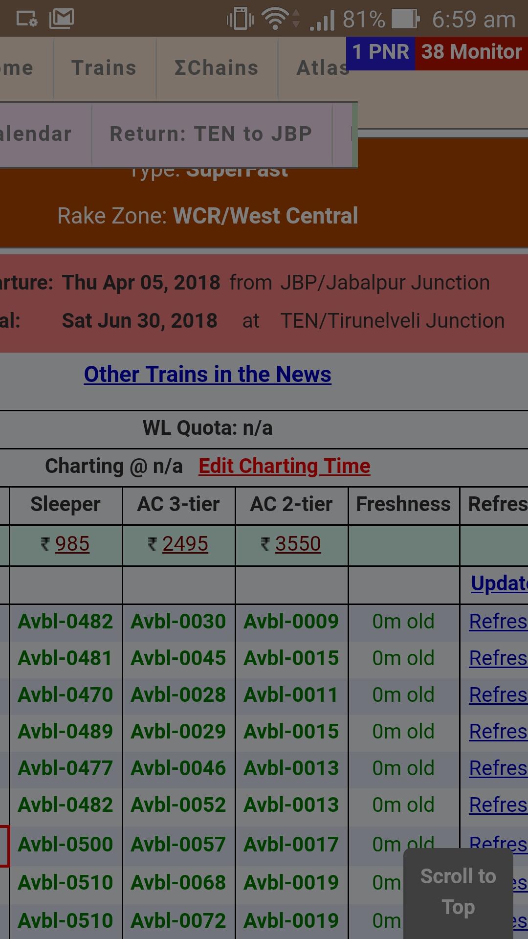 How To See Chart Prepared For Train